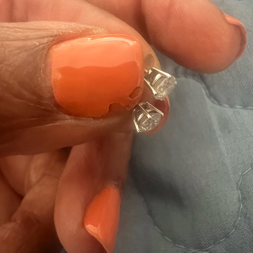 Macy's Sparkling Silver Diamond Earrings - Picture 3 of 3
